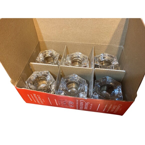 Set of 6,‎ Vintage Fine Lead Crystal Stackable Candlesticks, St. George Crystal - Picture 2 of 9